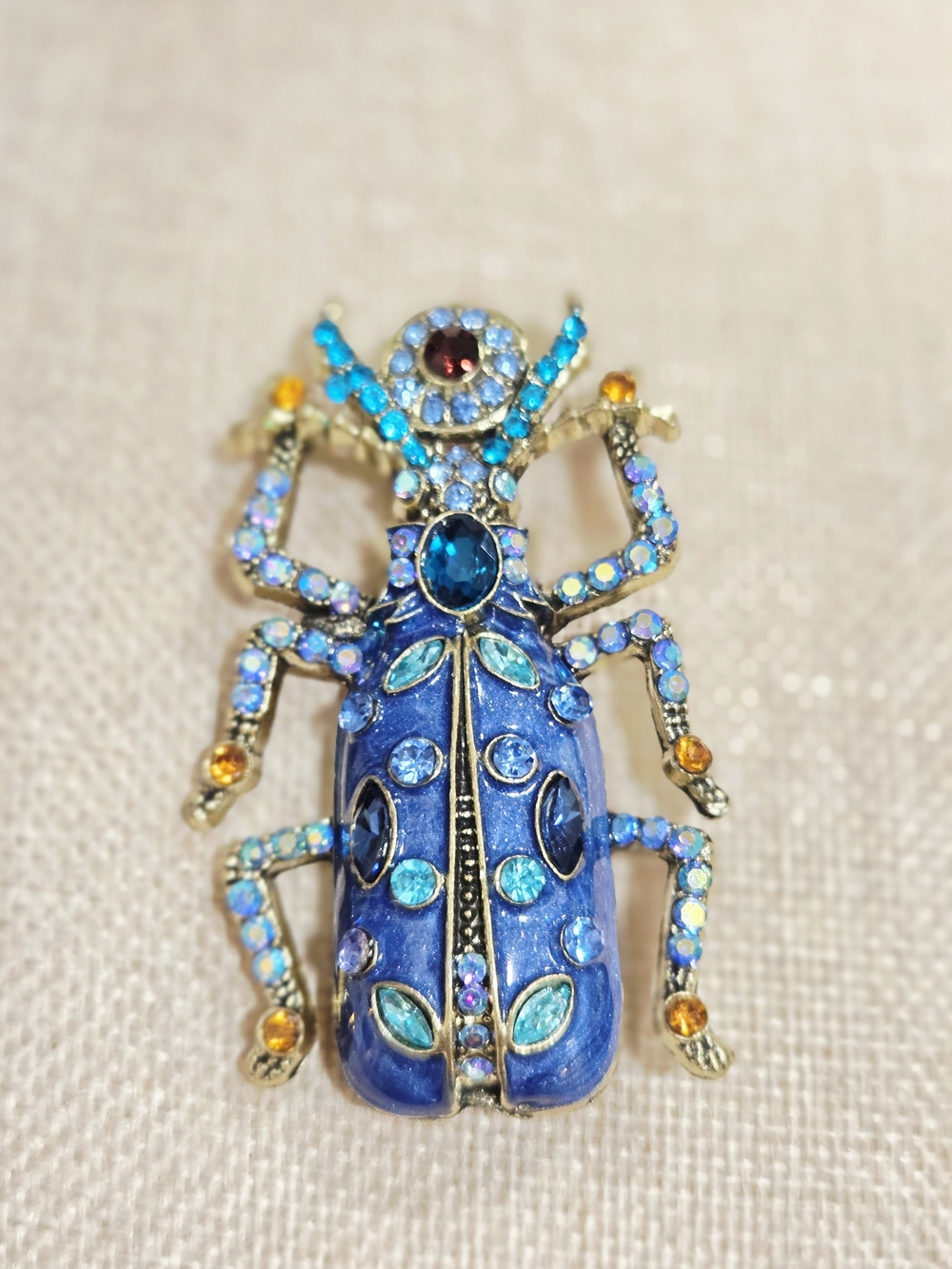 Blue Crystal Beetle Brooch - Women Jewelry